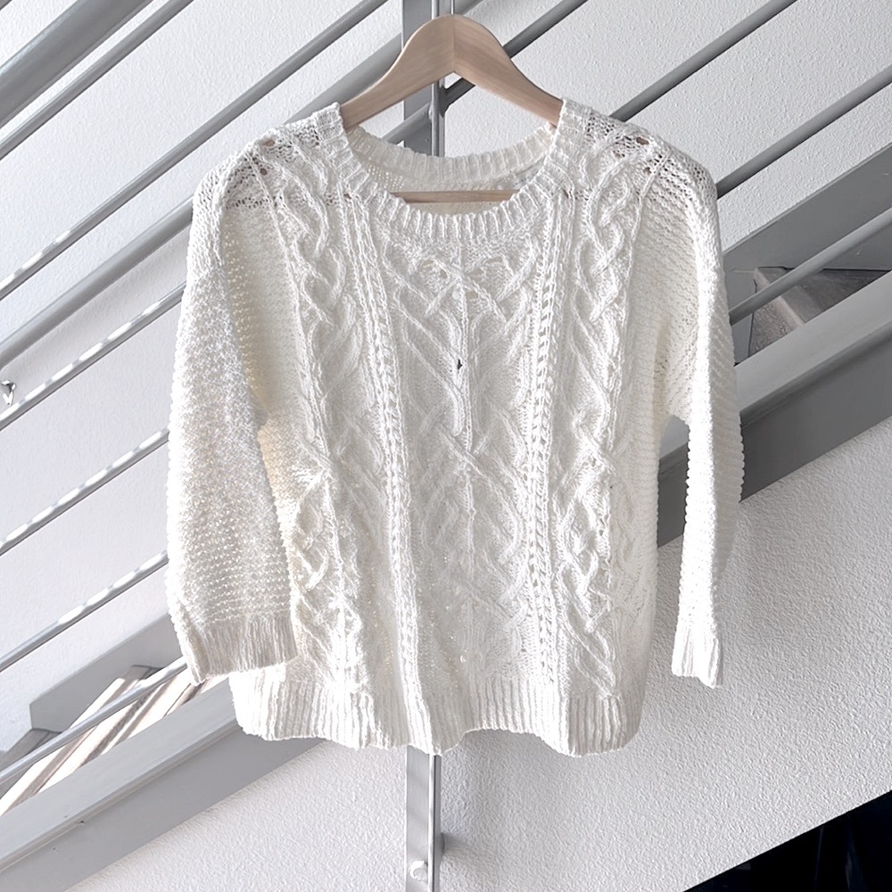 NWOT LC Lauren Conrad White Knot Sweater Tie Back, S